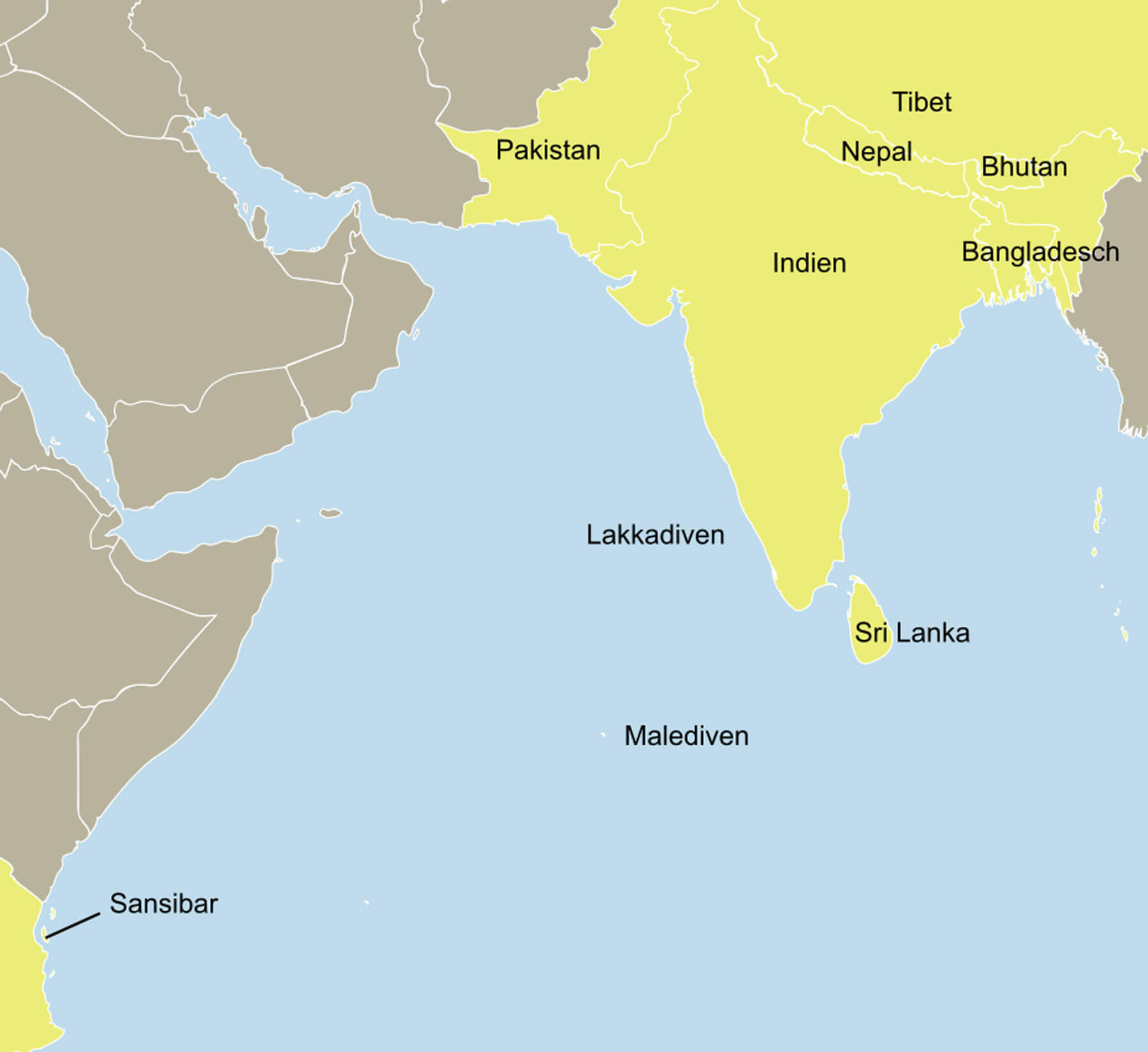 Karte Indischer Subkontinent