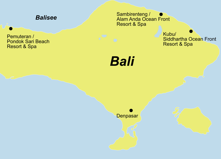 Der Reiseverlauf zu unserer Indonesien Reise Bali Tauchen mit Werner Lau startet und endet in Denpasar.