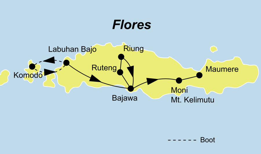 Die Indonesien Rundreise führt von Labuan Bajo über Rinca, Komodo zurück nach Labuan Bajo.