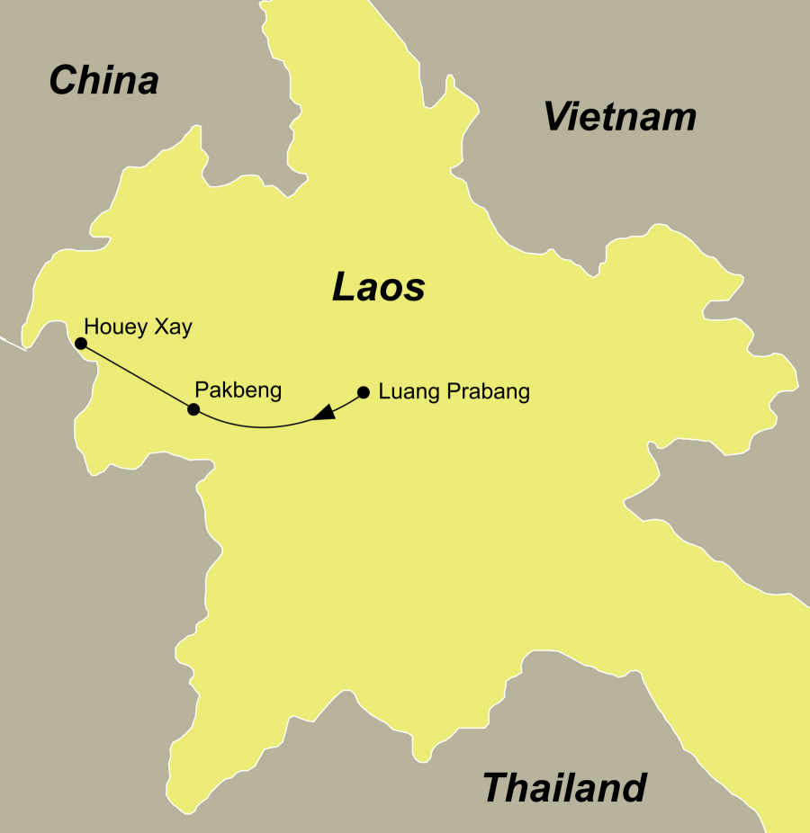 Die Laos Rundreise führt von Luang Prabang über Pak Beng nach Huay Xai.