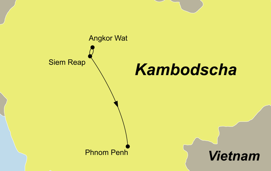 Die Kambodscha Rundreise führt von Siem Reap nach Phnom Penh.