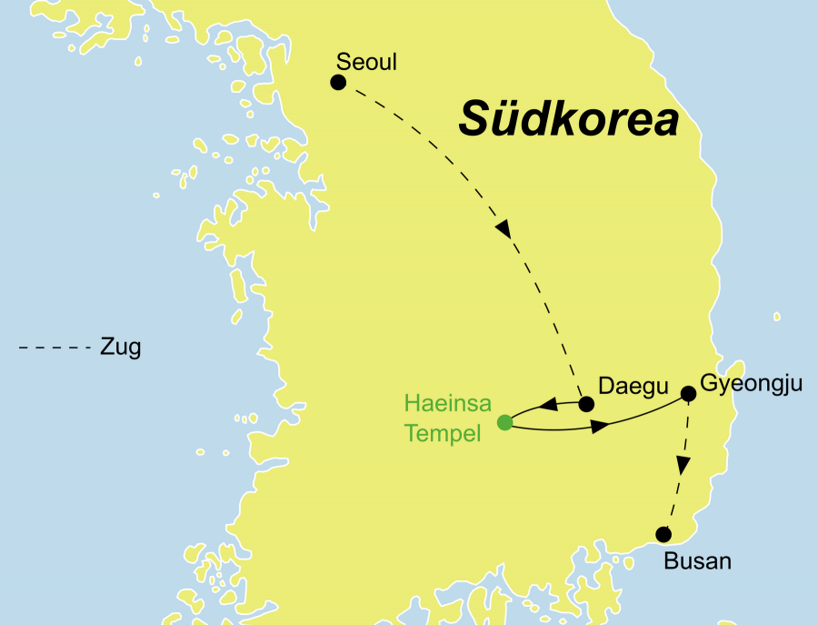 Die Korea Rundreise führt von Seoul nach Busan.