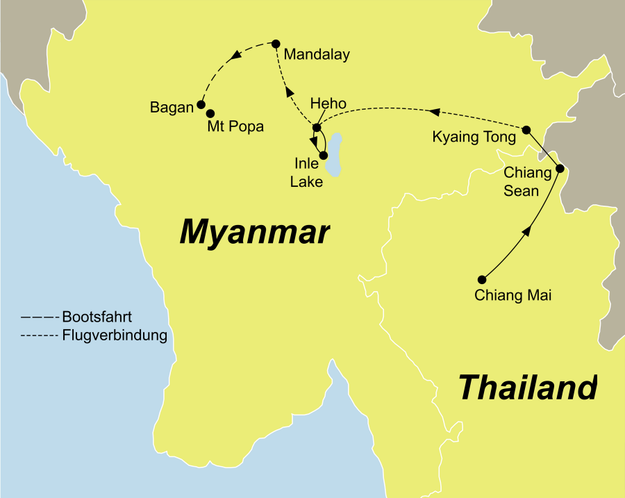 Die Grenzen überschreiten Rundreise führt von Chiang Mai über Pindaya und Mandalay nach Bagan