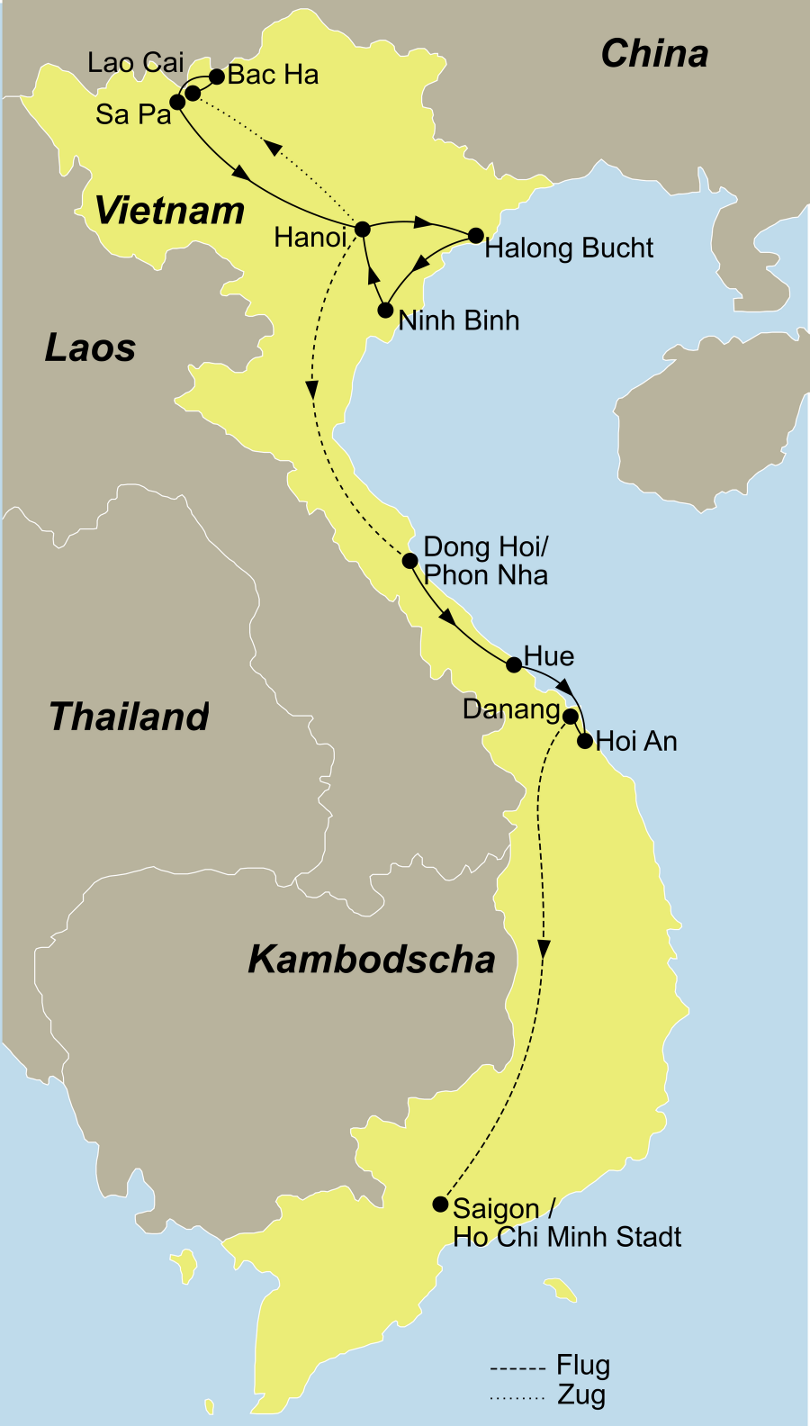 Reiseroute Vietnam Intensiv