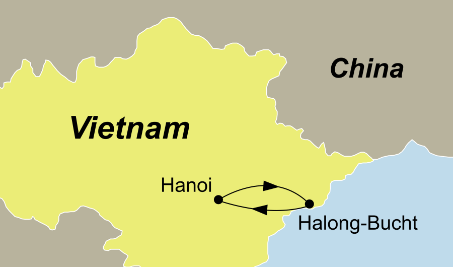 Die Vietnam Rundreise Halong Bucht – Luxus Kreuzfahrt führt von Hanoi durch die Halong Bucht zurück nach Hanoi.