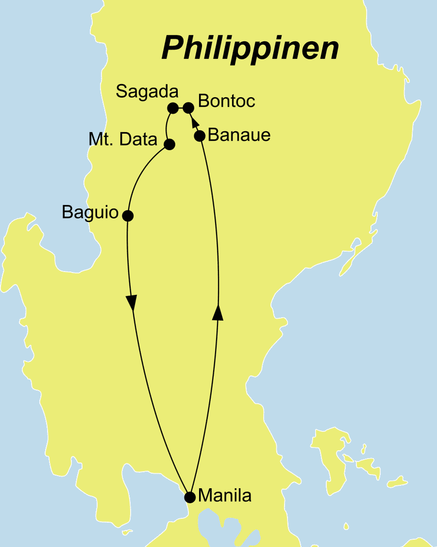 Die Philippinen Rundreise führt von Manila über Sagada nach Manila