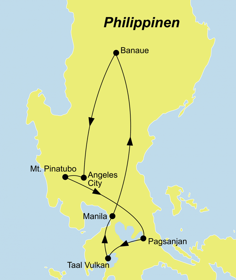 Die Philippinen Rundreise führt von Manila über Pinatubo nach Manila