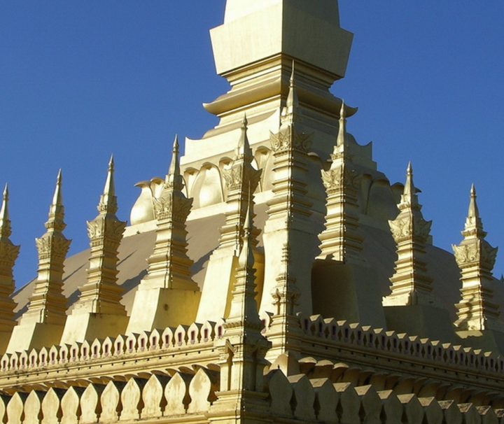 Der Buddhistische Stupa Pha That Luang ist ein religiöses Monument und Nationalsymbol von Laos.