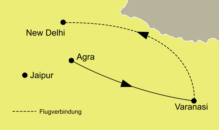Die Varanasi die heilige Stadt am Ganges Rundreise führt von Agra über Varanasi nach New Dehli