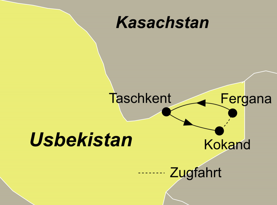 Die Zauberhafte Ferghana Rundreise führt von Taschkent über Kokand nach Fergana