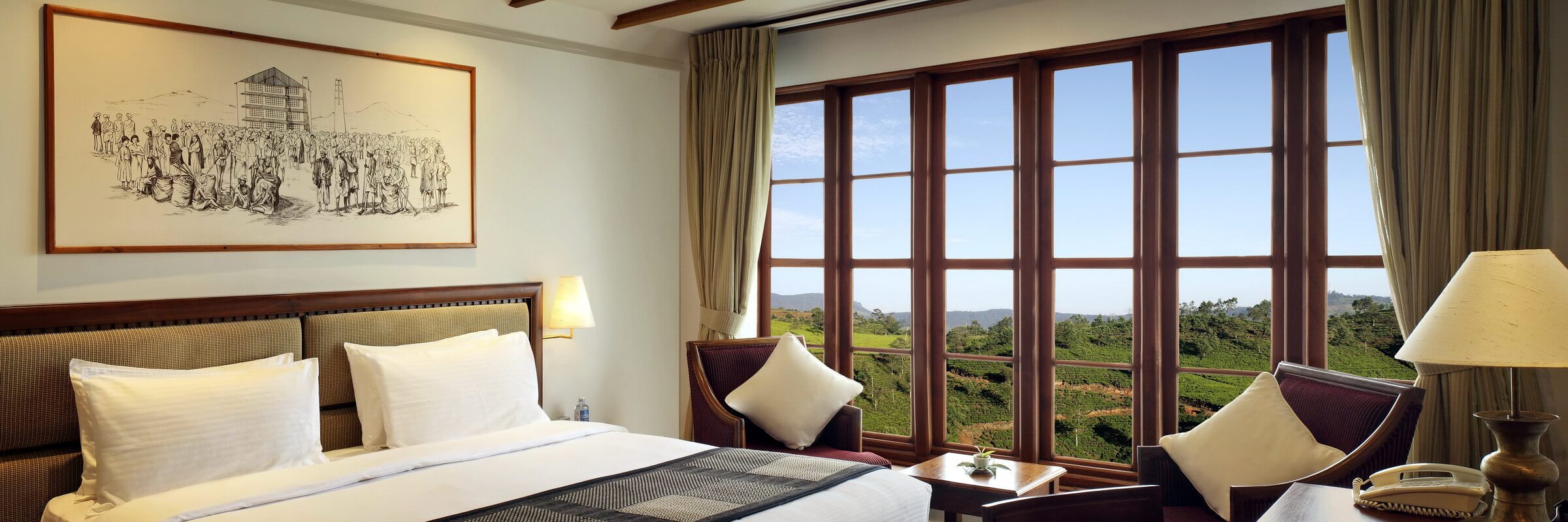 Die Innenansicht der luxuriösen Premium Zimmer des Heritage Tea Factory Hotels in Nuwara Eliya